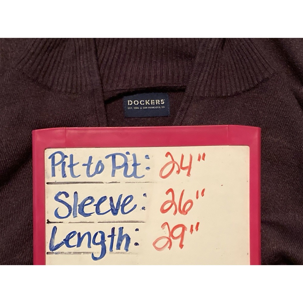Dockers Mens Quarter Zip Sweater XL Brown Black Heather Long‎ Sleeve Preppy - Picture 9 of 13